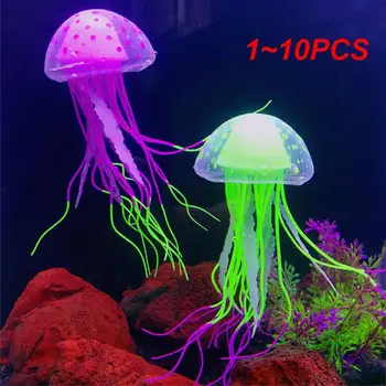 1-10 бр. Светещи силиконови изкуствени украшения във формата на медузи, за аквариумни рибки, пейзаж декорация на аквариума