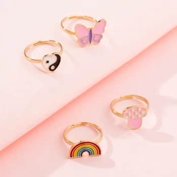 2023 Изгубена Дама Нова мода Пеперуда и Дъга Женски пръстен със същия подарък за рождения ден на Бижута от сплав на Едро за Директни продажби