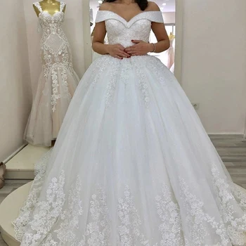 2023 Ново сватбена рокля на Нов стил с волочащимися кружевными рамене Просто Благородно Елегантна Секси Сватбена рокля с дължина до пода