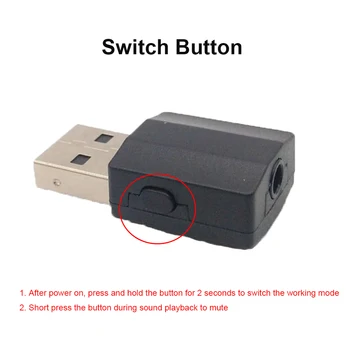 5.0 Bluetooth Съвместим предавател-приемник Mini 3.5 мм AUX Стерео Безжичен музикален адаптер за авто радио, телевизия, жак за слушалки