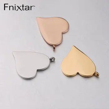Fnixtar 20pcs Асиметрични висулки във формата на сърце Огледално Полиране Медальони от неръждаема стомана САМ Изработка на бижута Колие Гривна Съединителната окачване