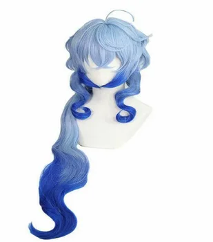 Harajuku Genshin Impact Ganyu Дълъг градиентный сини вълнообразни перука за cosplay на парти
