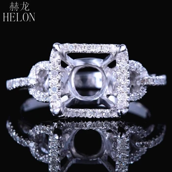 HELON 7x7 мм, кройката върху възглавницата, Твърдо Бяло злато 14К 10k, естествени диаманти 0,27 карата, дамски Модни бижута, Годежен пръстен с полумонтажом, Годежен пръстен