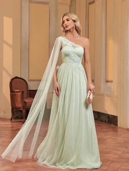 Lucyinlove Луксозна вечерна рокля от до саудитският Арабски зелен шифон с правотата на ръкавите и аппликацией Сватба парти Официален Бала за жени 2024 Рокля