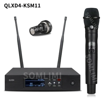 SOMLIMI QLXD4 KSM11 UHF True Долу една Безжична система за микрофон за караоке микрофон за изпълнения на сцената, безжичен Професионален