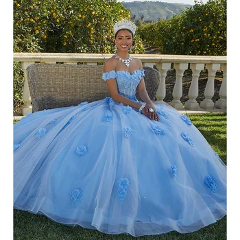 STEVDITG най-Новият дизайн на Сватбена рокля с 3D Цветя, Елегантно С Открити Рамене и Без Презрамки Кристални Бални Рокли с Дължина До пода Рокля на Булката