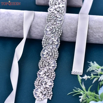 TOPQUEEN Популярните Сватбени колан за младоженци Silver Bride Кристал Crystal Дамски Рокли с диаманти, Аксесоари за колан за рокли S456