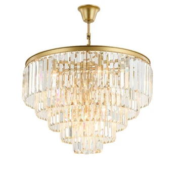 Американската таванна подвесная лампа, полилей от кристал, луксозни лампа в скандинавски стил, осветление за кухня, кръгли и полилеи от златния метал и прозрачно стъкло.