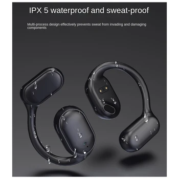 Безжични слушалки Bluetooth-слушалки с костна проводимост, монтирани в ушите, слушалки Работят на смартфони, Музикални слушалки Черен цвят, трайни