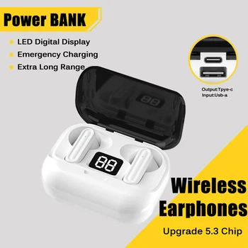 Безжични слушалки L88 TWS Bluetooth Слушалките с шумопотискане стерео слушалки с led дисплей Спортни слушалки с микрофон