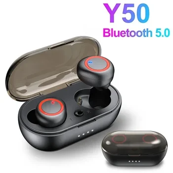 Безжични слушалки Y50 TWS, спортни слушалки 5.0, детска Bluetooth слушалки с микрофон, безжични слушалки за телефон
