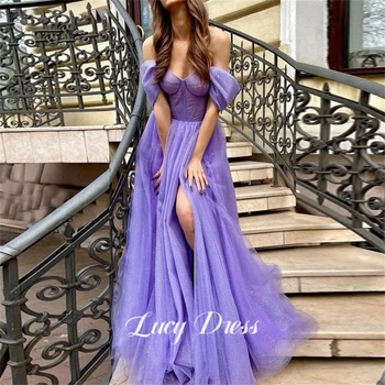 Блестящи вечерни рокли На Purple за абитуриентски, бални рокли линия А, рокля на шаферка, луксозна вечерна рокля с открити рамене от Дубай