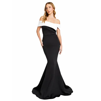 Вечерна рокля Yipeisha в черно-бял цвят 