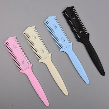 Двустранен нож-гребен за подстригване + Двустранно острие от неръждаема стомана / Устройство за подстригване на коса / Нож за рязане на коса, гребен за изтъняване на коса