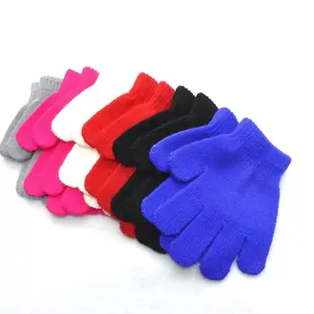 Детски есенни и зимни топли ръкавици 6 цвята за новородените момичета и момчета, обикновен плетен акрил ръкавици за училищния двор, памук