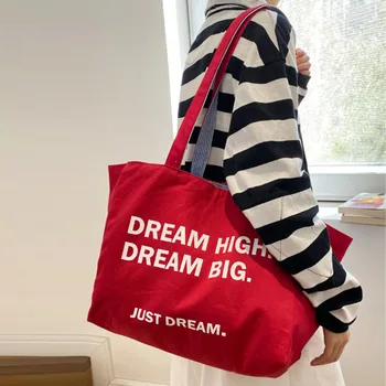 Дизайнерска чанта-тоут с букви, модни холщовая дамска чанта с голям капацитет, чанта през рамо, ежедневна чанта за пазаруване