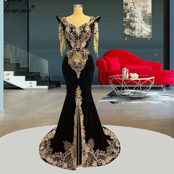 Дубайские специални кадифени вечерни рокли със златни мъниста, Арабски вечерни рокли, турски рокли от висшата мода, Дамски рокли за бала.