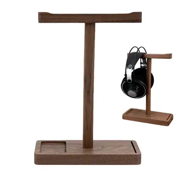 Дървена поставка за слушалки, Дървена поставка за слушалки за маса, закачалка за слушалки от черен орех, дървен държач за слушалки, детска поставка за слушалки