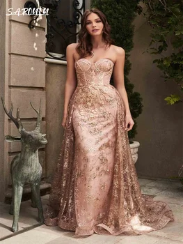 Един коктейл рокля с блестящи апликации и пайети, романтична вечерна рокля без ръкави в стил русалка, елегантна Vestidos De Новия