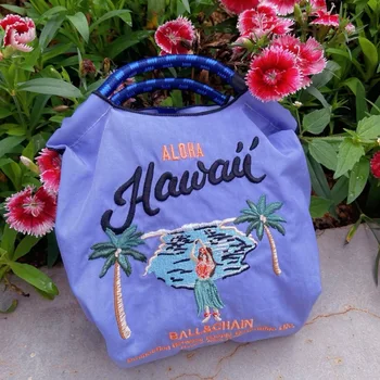 Еко-чанта от найлон с бродерия, бродирани Хавайски торта, дамски чанти дизайнерски марки, веревочная дръжка, чанта през рамото си, през рамо