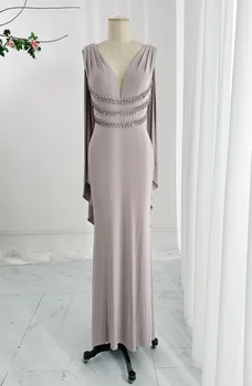 Елегантна и интелигентна шал Shimi с V-образно яка, обхващащи тънка пола за парти, банкет, нощно рокли M2149