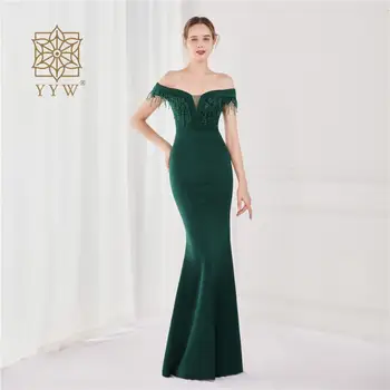 Зелено-секси вечерна рокля, Обобщаване на година, Тържествен банкет, Бална рокля, Винтажное сватбена рокля с цветен модел, Женствена рокля Vestido