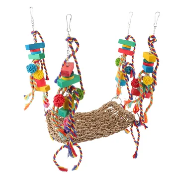 Играчка-папагал, поставка за костур, играчки за дресура на птици, Хамак, мрежа за катерене по дърво, папагал за клетки