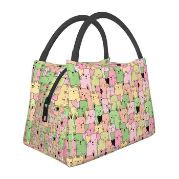 Изработена по поръчка чанта за обяд Kawai Котки, жена е приятна чанта-хладилник, изолиран обяд-бокс за работа, на пикник или при пътуване