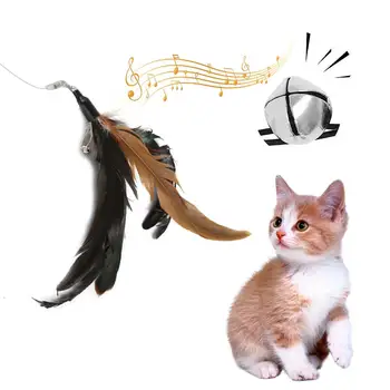 Интерактивна пръчица от пера, играчка за домашни котки, Прът, Разтегателен Забавен полюс, Корона от пет сменяеми пера, Интерактивни играчки за котки
