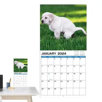 Календар Scatting кучета, Разговори на Природата, Месечен календар, Забавен, с монтиран на стената Арт, Томбола, подаръци, Календар шеги в 2024 година, Календар дяволска работа
