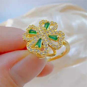Класически Персонализирани зелен пръстен с микромощением Love Бижута, модерни европейското и американското Лесно Луксозно и универсално сватбена халка