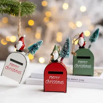 Коледен окачен пощенска кутия на Дядо Коледа, за Украса на Коледната елха, Висящи висулки, Украса за дома, Празнична украса, Аксесоари за партита, Подарък