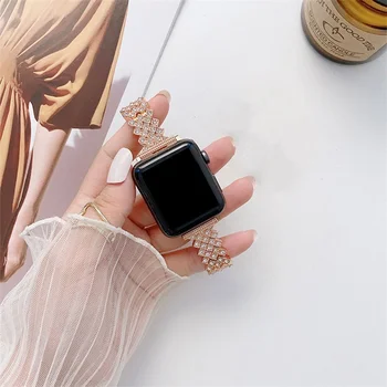 Луксозна Метална Каишка с кристали за Apple Watch Band 44 мм 38 40 41 42 45 49 мм и Каишка от неръждаема Стомана за iWatch 8 7 SE 6 5 4 3
