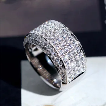 Луксозни пръстени Plata от сребро 925 проба за Вечен сватба с Цирконием за мъже, 3-каратный CZ Crystal, Годежен пръстен на пръста си, Bague