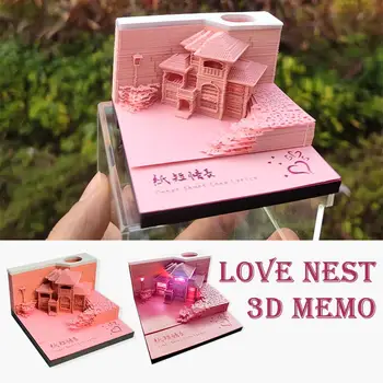 Любовно Гнездо 3D Бележник Мини Модел на Джамията Филе От Хартия Бележки Украса на Офис Хартия Лепкава Бележник Аксесоари За Рисуване E2S9