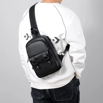 Мода 2023 г., Малка раница от изкуствена кожа, лек Многофункционален Мъжки раница, нагрудная чанта, чанта през рамо За мъже, чанти през рамо