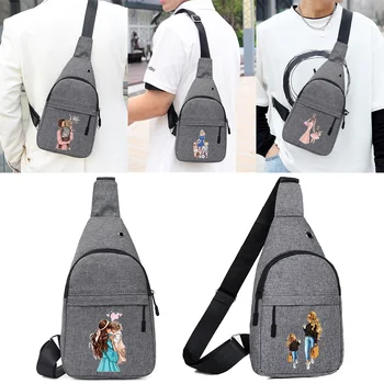 Нагрудная чанта с принтом мама, мъжка чанта през рамо, анти-кражба Кратката пътна чанта-месинджър, гърдите прашка, модни поясная чанта, Нова чанта