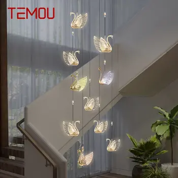Полилей TEMOU Nordic Swan, осветителни тела, модерни и креативни led висящи лампи за дома дневна и трапезария