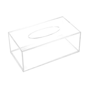 Прозрачна акрилна държач за кърпички, проста правоъгълна титуляр за хартиени салфетки или органайзер за автомобилен домашно маса