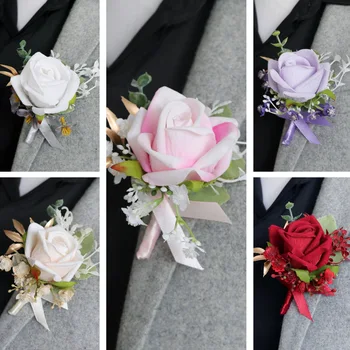 Розов плат букетик от рози на китката, сватбени гривни за шаферките, Рози за ръце, сватбена гривна за гости, Аксесоари
