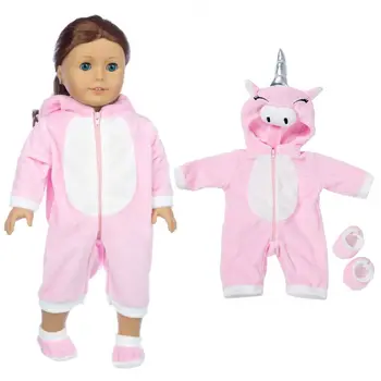 Розови комбинезони + обувки са подходящи за кукольной дрехи American Girl 18-инчовата кукла, подарък за коледа за момиче (продава се само дрехи)