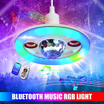 С Двойни Високоговорители LED E27 Bluetooth Музикален нощна светлина 36 W За Дома, Спални, Умни Лампи С Дистанционно Управление, Вътрешен монтаж на таван Лампа