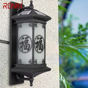 Слънчеви стенни лампи RONIN китайски Съвременен уличен черен тела-аплици LED Водоустойчива IP65 за къщи, вили, веранда, двор
