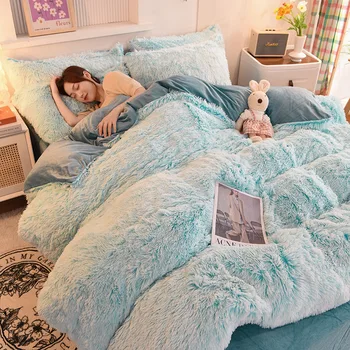 Спално бельо от сверхмягкого кадифе и отвътре, имитация на кадифе Норка, чаршаф, покривка, набор от покрива възглавница, одеяло, комплект чаршафи
