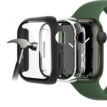 Стъкло + Калъф За Apple Watch case 8 7 6 SE 5 3 iWatch Accessorie Защитно Фолио за дисплея на Apple watch серия 45 мм 41 мм 44 мм 40 мм 42 мм 38 мм