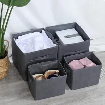 Текстилен сгъваема кутия за съхранение от 3 теми Без капак, Портативен Сгъваем гардероб за дрехи, Кутия за съхранение на Играчки, Органайзер