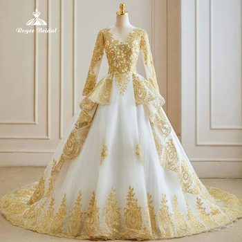 Фини къдри Сватбена рокля от органза 2023 Винтажное дантелено сватбена рокля с дълъг ръкав Плюс размер