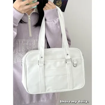 Чанта в японски училищен стил, ежедневни универсална лесна чанта за крайградски пътувания, ежедневни чанта през рамо от изкуствена кожа с едно рамо