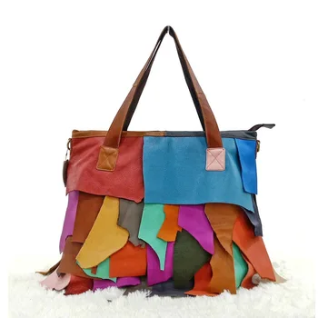 Чанта Европейската и американската мода, нов стил дамска кожена чанта, модерна чанта през рамо с блуждающей шевове, чанта-тоут