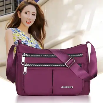 Чанта през рамо с голям капацитет, здрава чанта за през рамо в корейски стил, 3 пласта, найлонова чанта за майките, жените градинска чанта за пазаруване